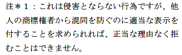 他人の商標権が及ばない範囲の図の注釈